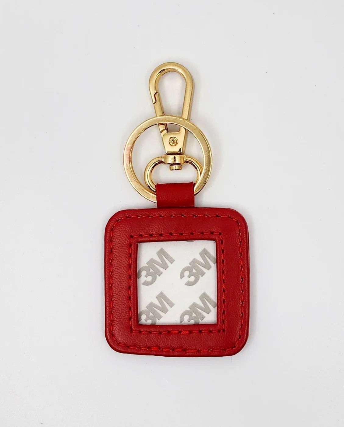 Square Leather Key Fob: Red