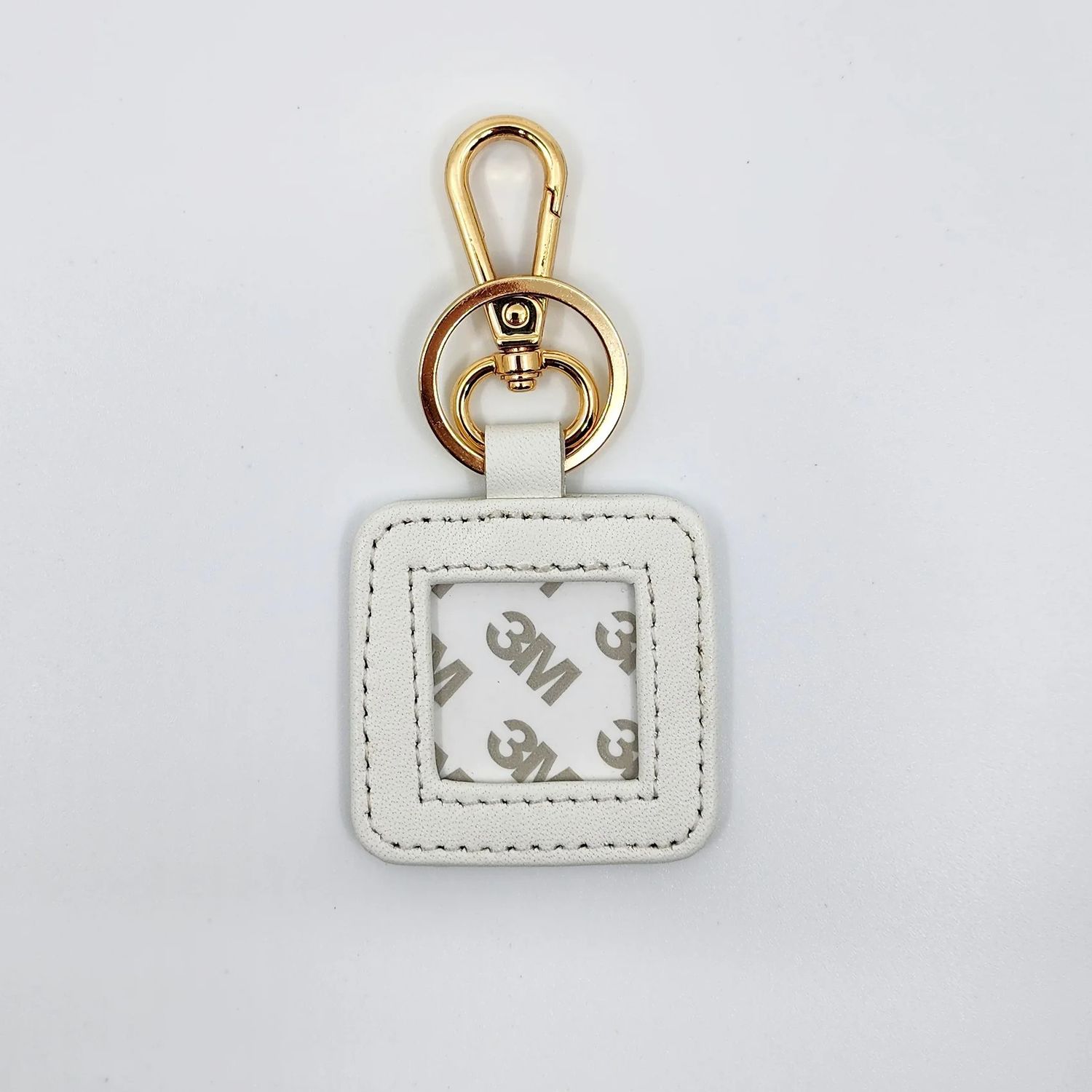 Square Leather Key Fob: White