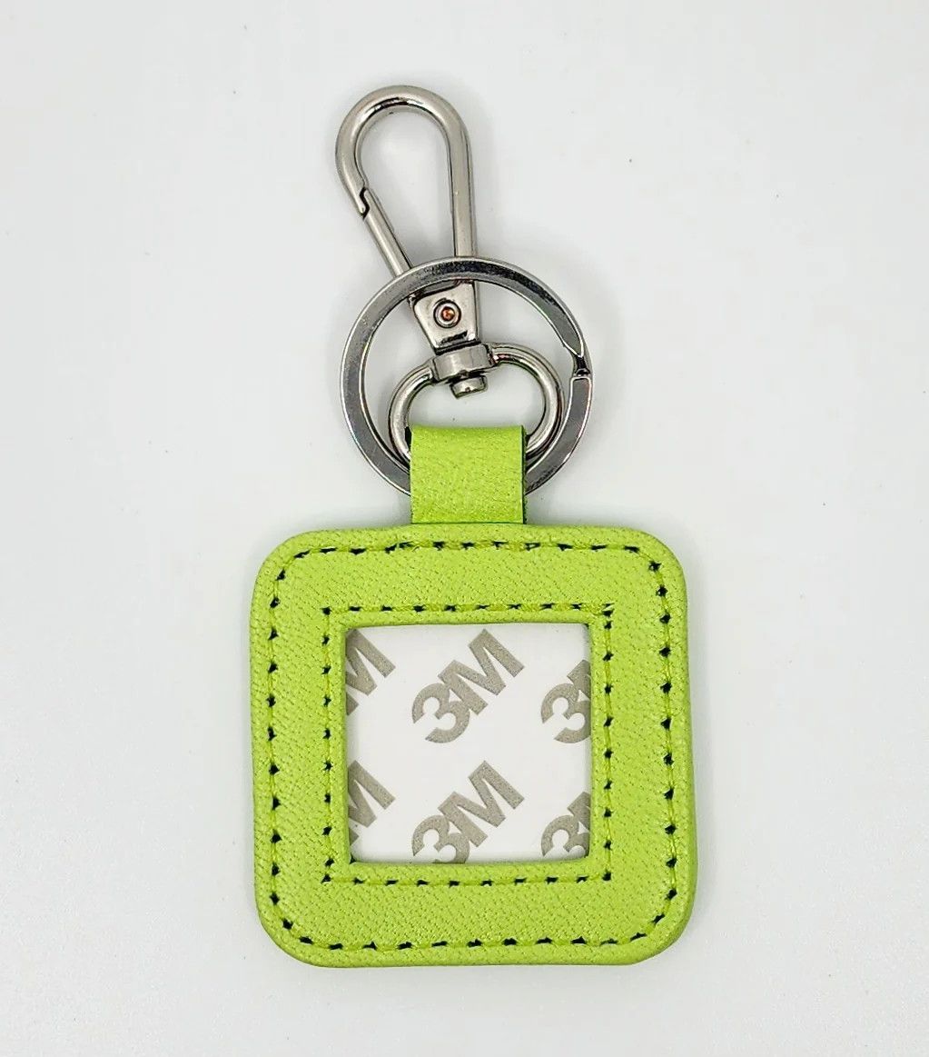 Square Leather Key Fob: Lime