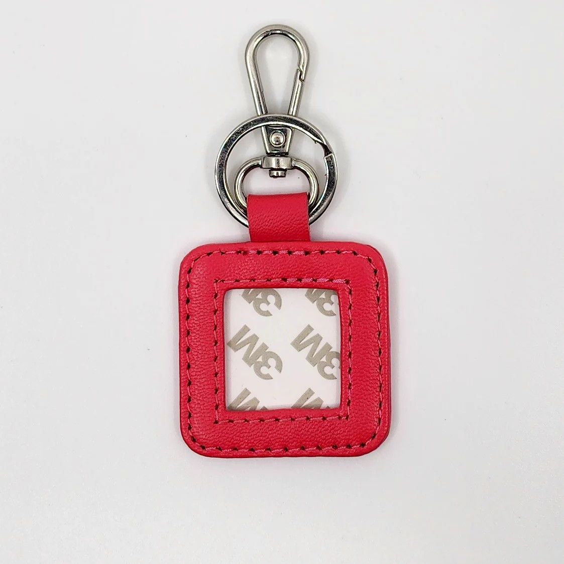 Square Leather Key Fob: Hot Pink
