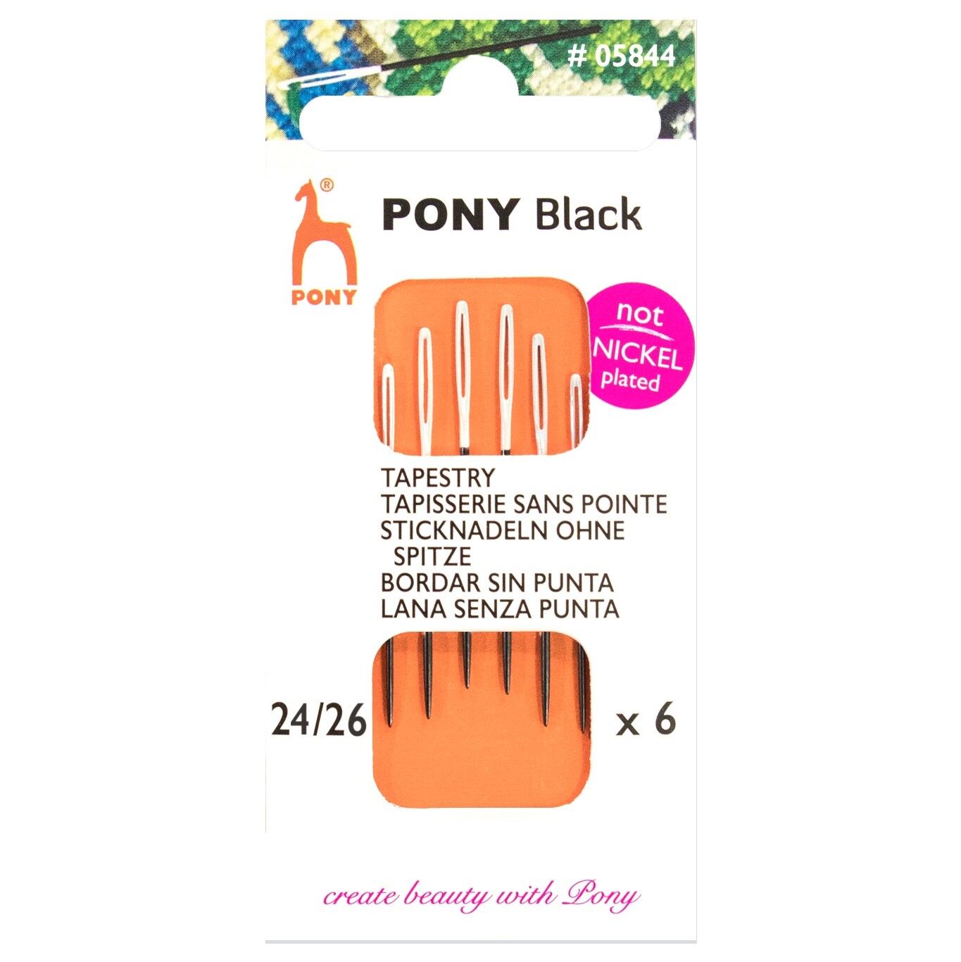 Pony Black w/White Eye Tapestry Needle: Size 24/26