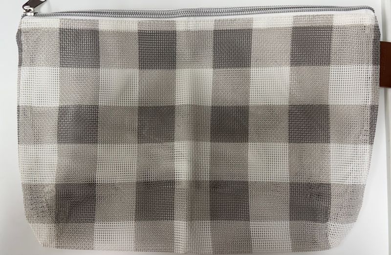 Plaid Mesh Bag: 8"x10.5"x2.5" (Charcoal)