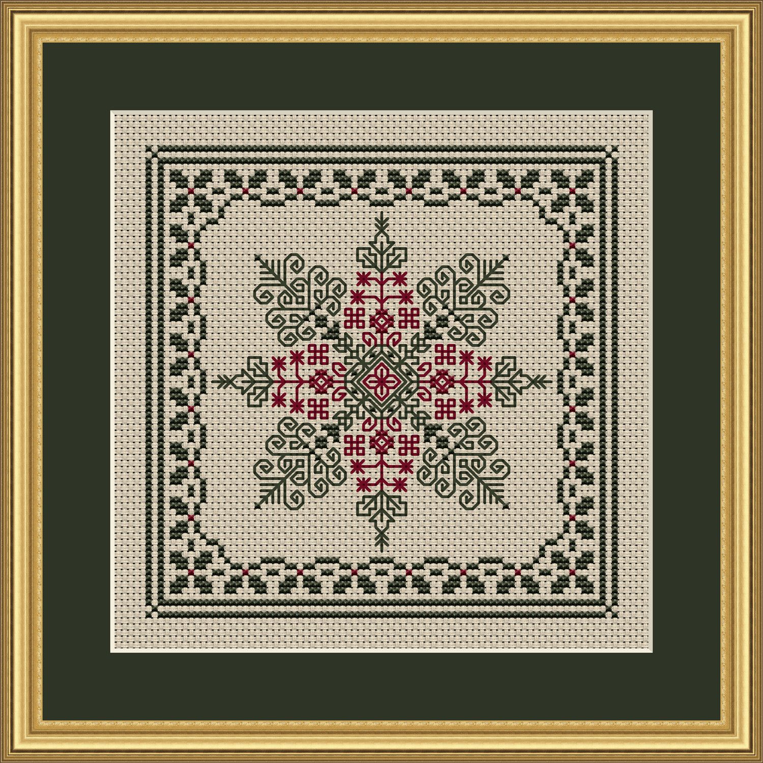 Holly and Pine Snowflake