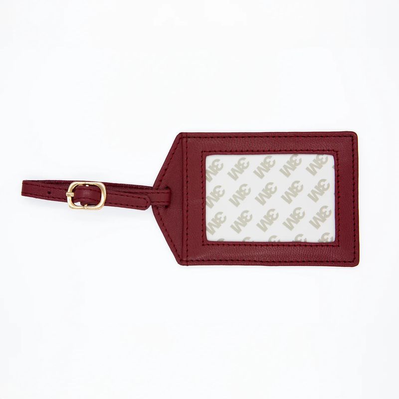 Leather Luggage Tag: Cranberry