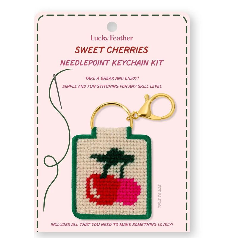 Needlepoint Keychain Kit: Cherries