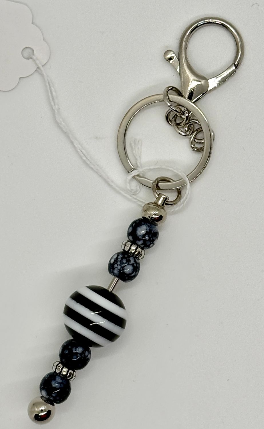 Black &amp; White Stripe Scissor Fob