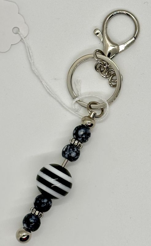 Black &amp; White Stripe Scissor Fob
