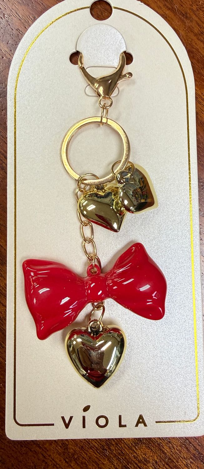 Red Bow and Hearts Scissor Fob