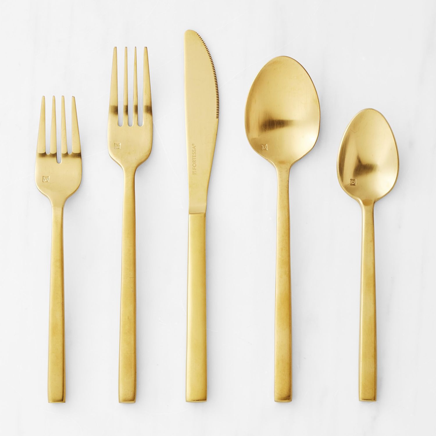 Fortessa Arezzo Brushed Gold 20p Flatware Set, Boxed