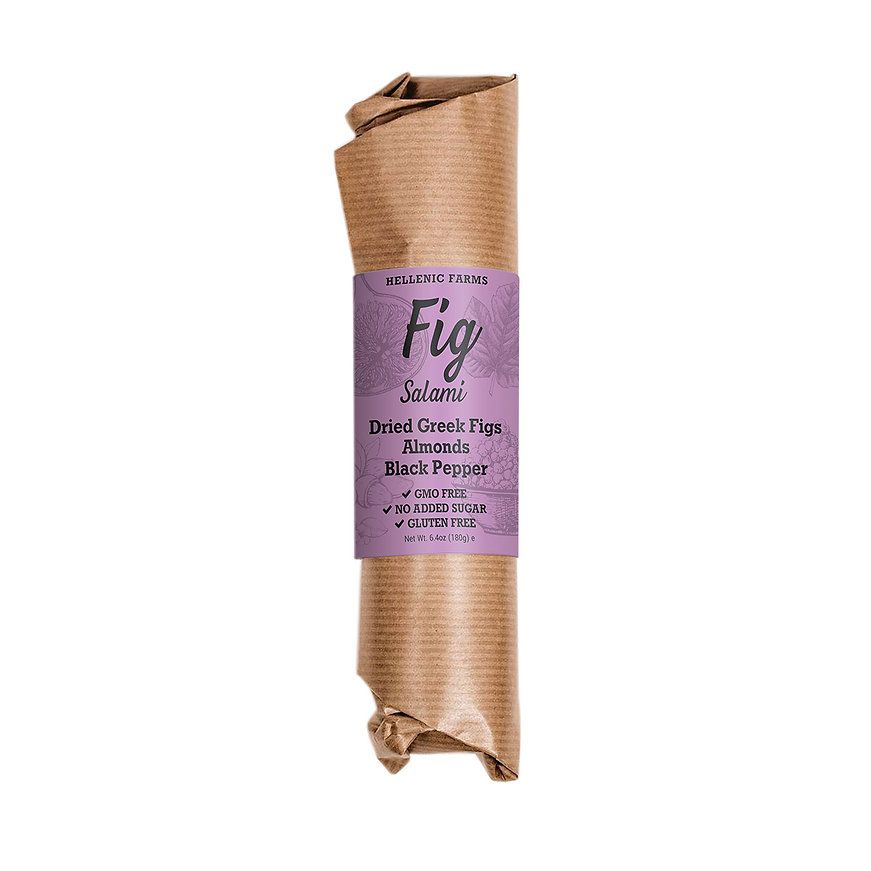 Hellenic Farms Fig Salami - Dried Greek Figs, Almonds, Black Pepper
