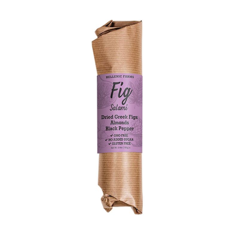 Hellenic Farms Fig Salami - Dried Greek Figs, Almonds, Black Pepper