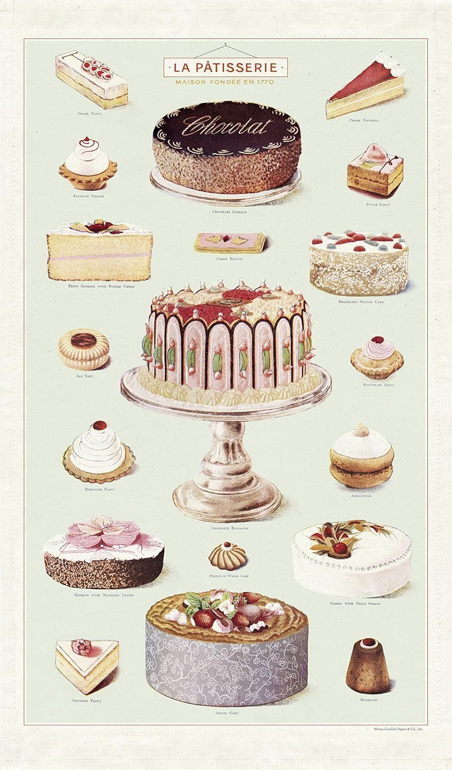 Cavallini Papers Vintage Tea Towel - La Patisserie