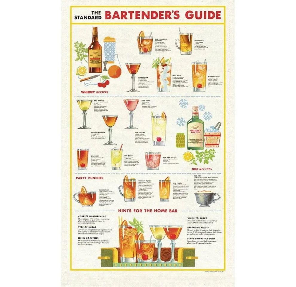 Cavallini Papers Vintage Tea Towel - Bartender
