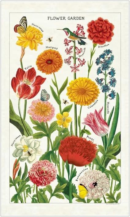 Cavallini Papers Vintage Tea Towel - Flower Garden