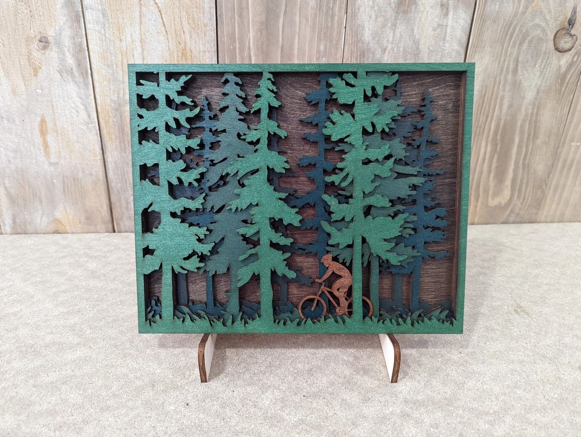 Knit and Nailed Wall Plaque - Biker in The Woods