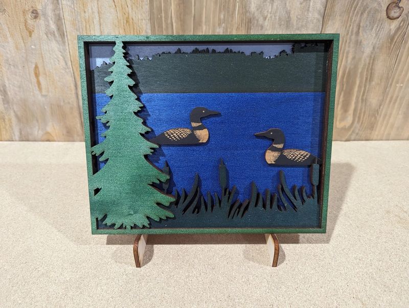 Knit and Nailed Wall Plaque - Loons On The Lake