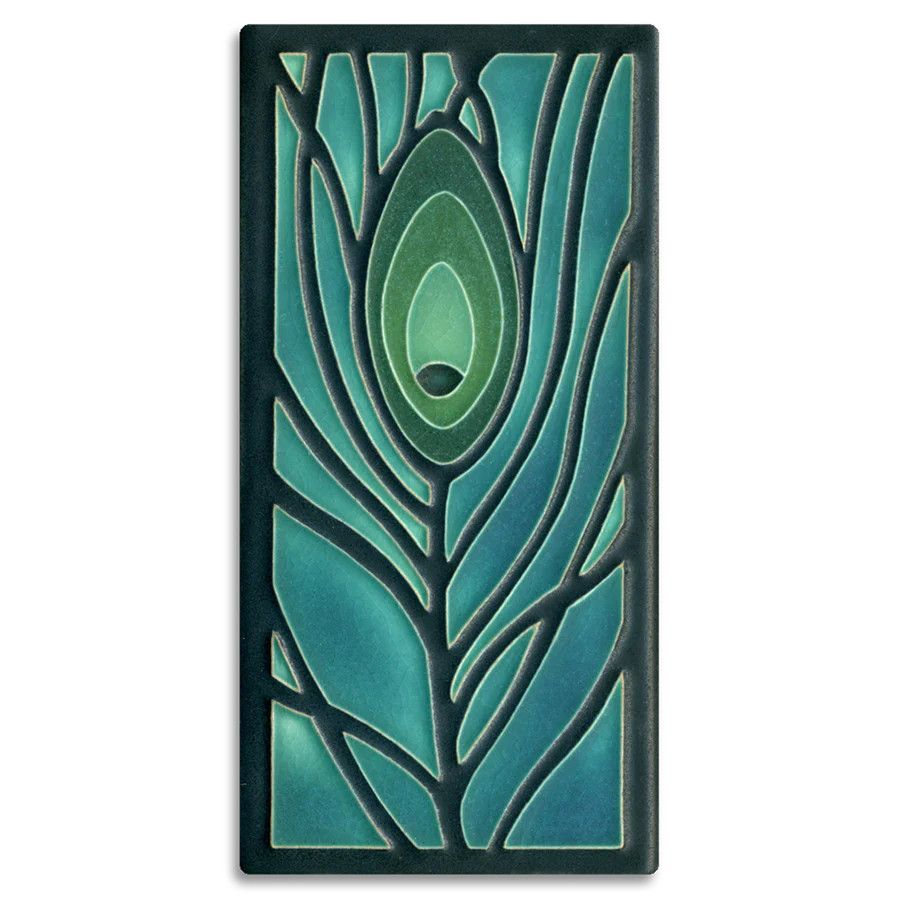 Motawi Tileworks - Peacock Feather on Midnight 4x8, 4889
