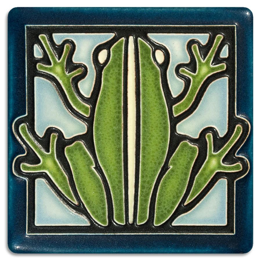 Motawi Tileworks - Frog on Light Blue 4x4, 4434