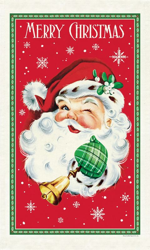 Cavallini Papers Vintage Tea Towel - Santa Claus