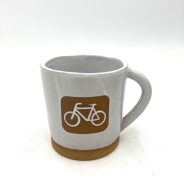 Ruby Farms Pottery Camp Mug - Bike, Color: White