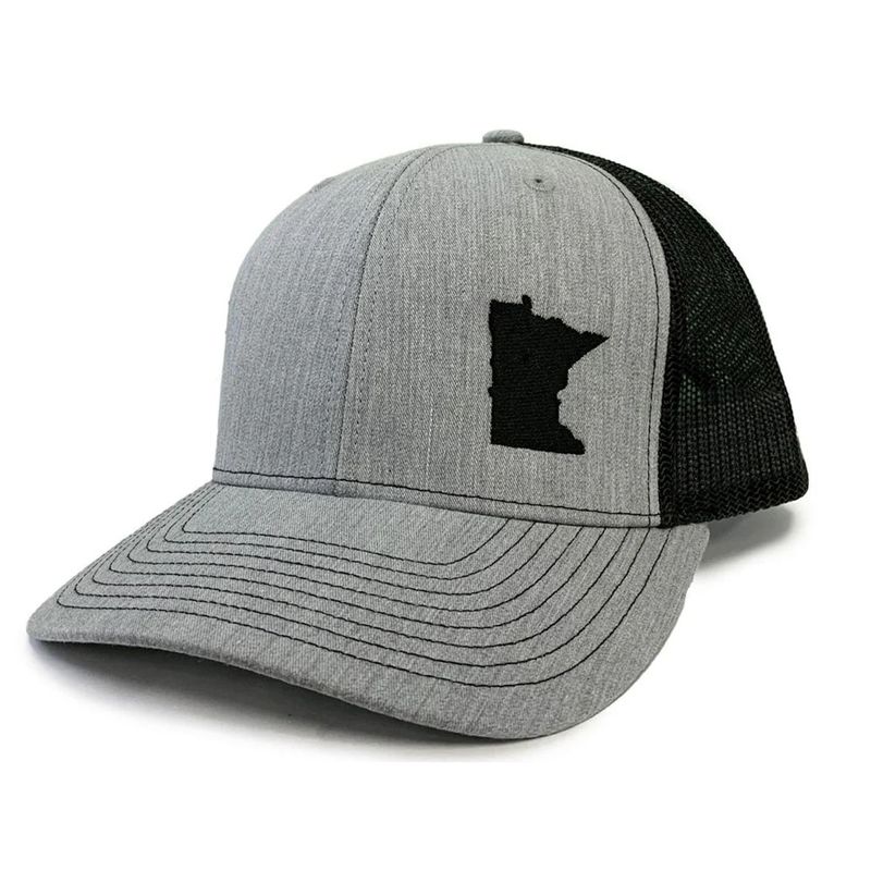 Minnesota Awesome Baseball Cap - MN Shape Hat - Mesh Back Heather Grey/Black