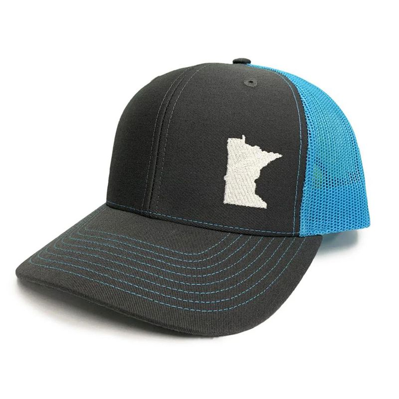 Minnesota Awesome Baseball Cap - MN Shape Mesh Back Grey/Aqua