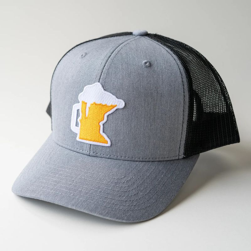 Minnesota Awesome Baseball Cap - MN Beer Mug - Mesh Back Heather Grey/Black