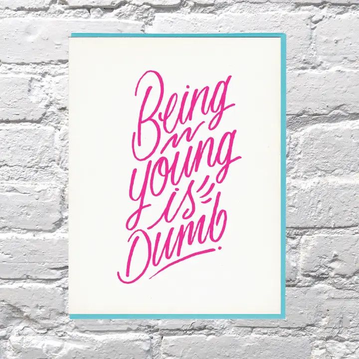 Bench Pressed Card - Young is Dumb