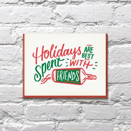 Bench Pressed Card - Xmas Friends