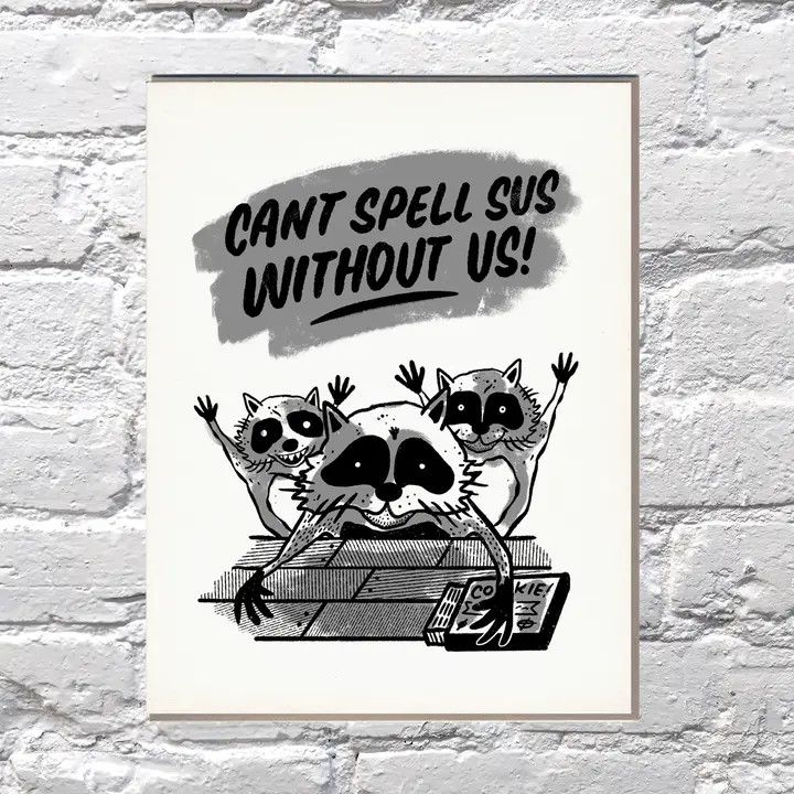 Bench Pressed Card - Sus Raccoons