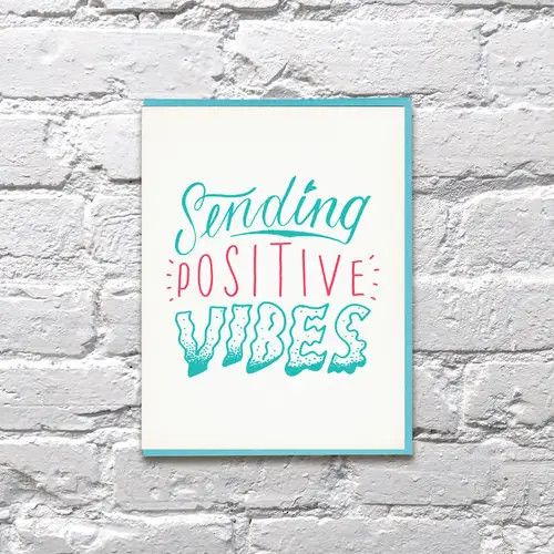 Bench Pressed Card - Sending Positive Vibes