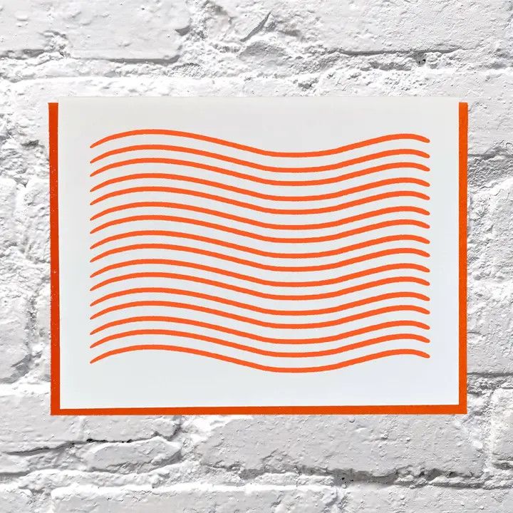 Bench Pressed Card - Red Wavy Stripes