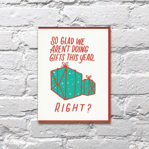Bench Pressed Card - Not Doing Gifts This Year