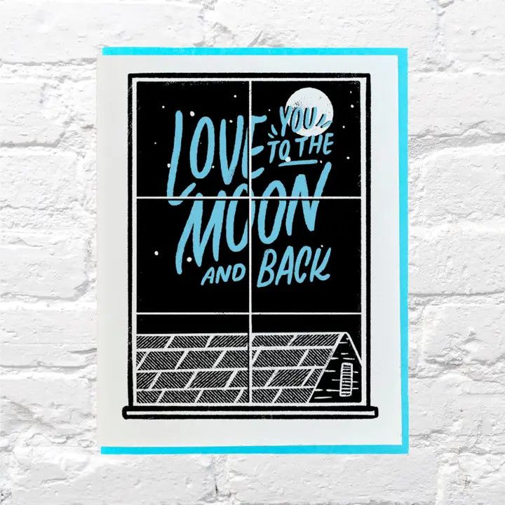 Bench Pressed Card - Love You to the Moon
