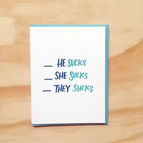 Bench Pressed Card - He She They