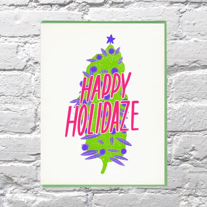 Bench Pressed Card - Happy Holidaze