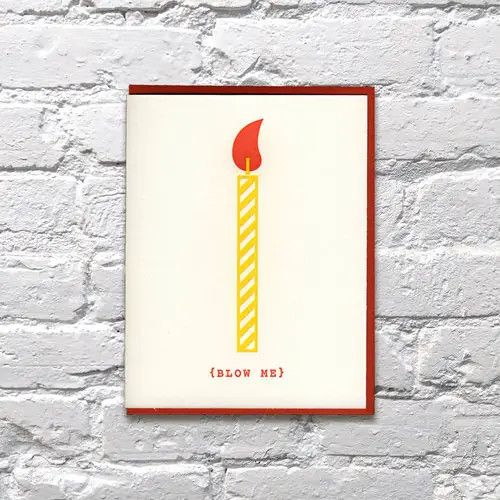 Bench Pressed Card - Blow Me Candle