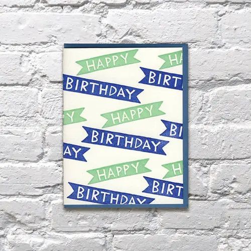 Bench Pressed Card - Birthday Flags