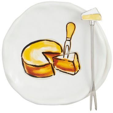Mud Pie Cheese Tapas Plate &amp; Fork Set