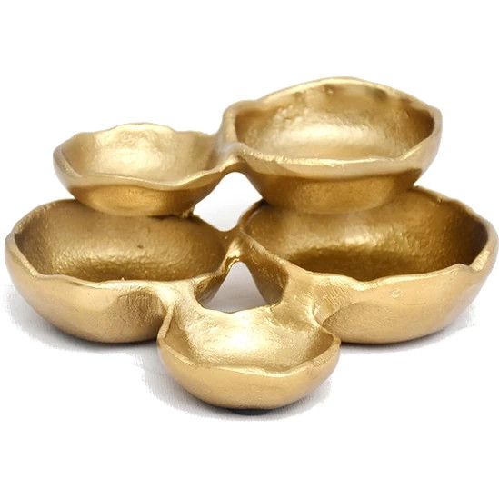 India Handicrafts - Gold 5-Bowl Dish
