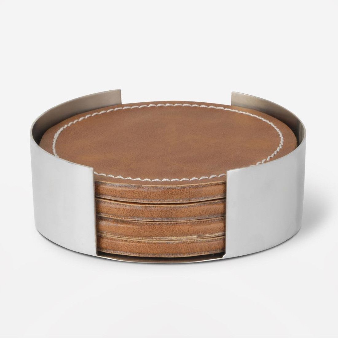 Mikasa Leather Stitched Coaster Set