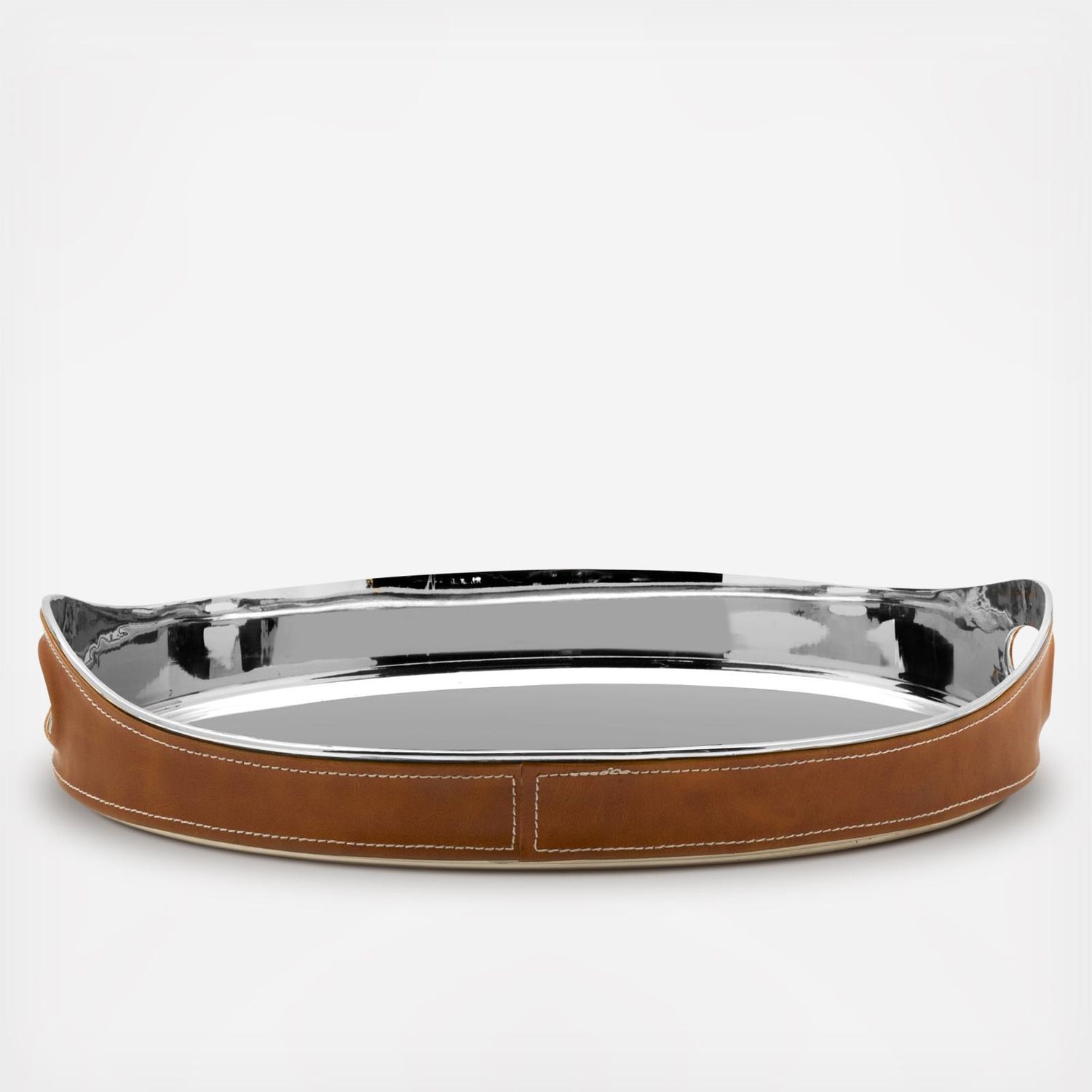 Mikasa Leather Stitched Oval Serving Bar Tray
