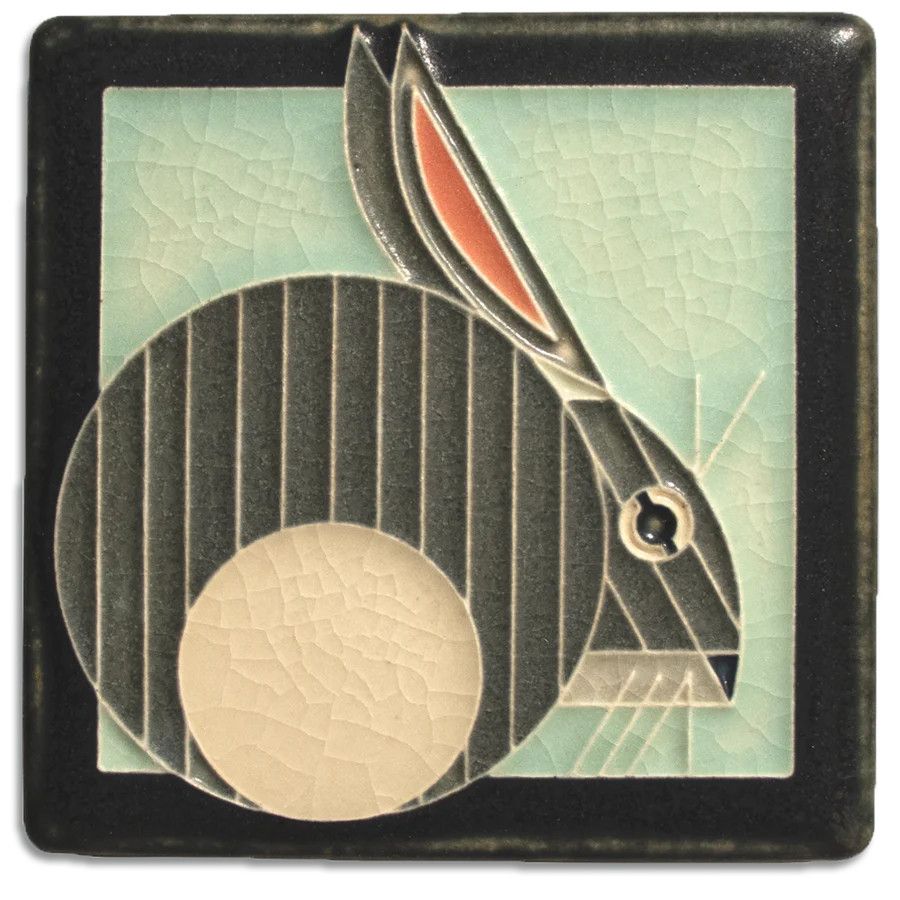 Motawi Tileworks - Hare on Blue, 4x4, 4476