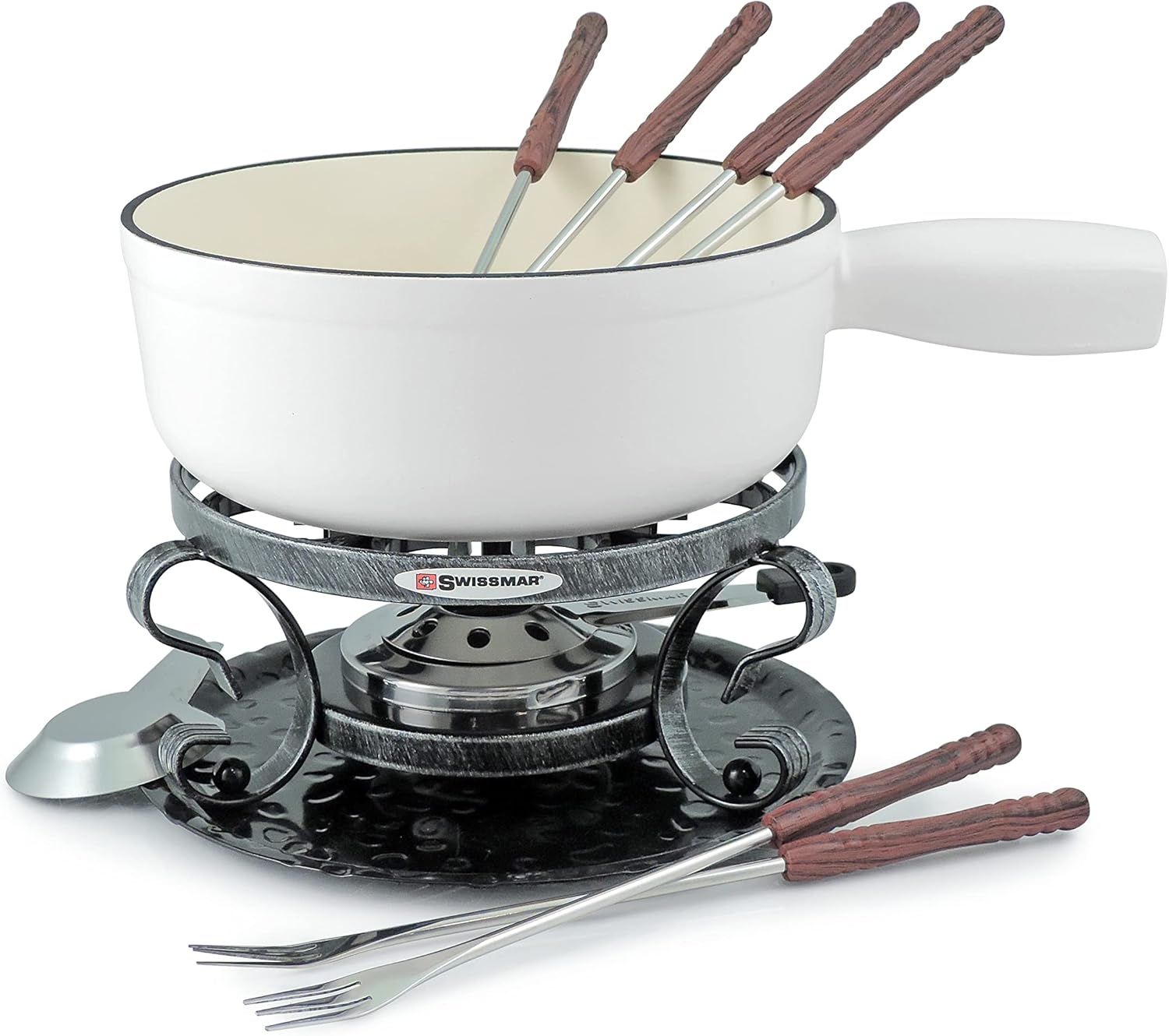 SwissMar - Lugano Cast Iron Fondue Set, Matte White