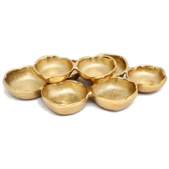 India Handicrafts - Aluminum Gold 8-Bowl Cluster