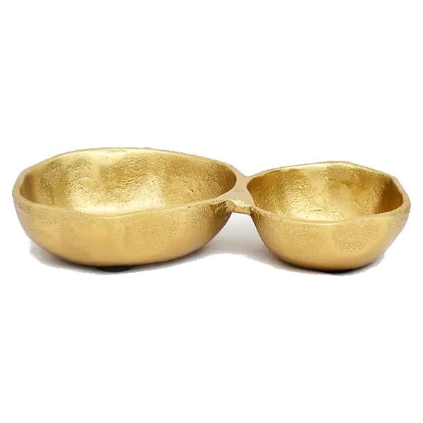 India Handicrafts - Aluminum Gold 2 Section Bowl