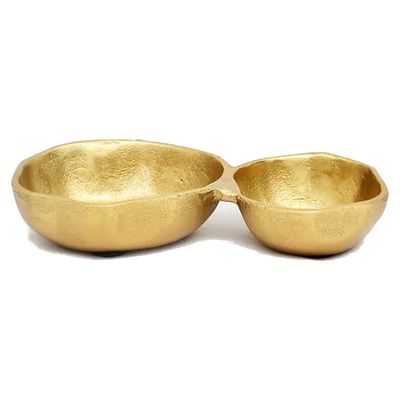 India Handicrafts - Aluminum Gold 2 Section Bowl