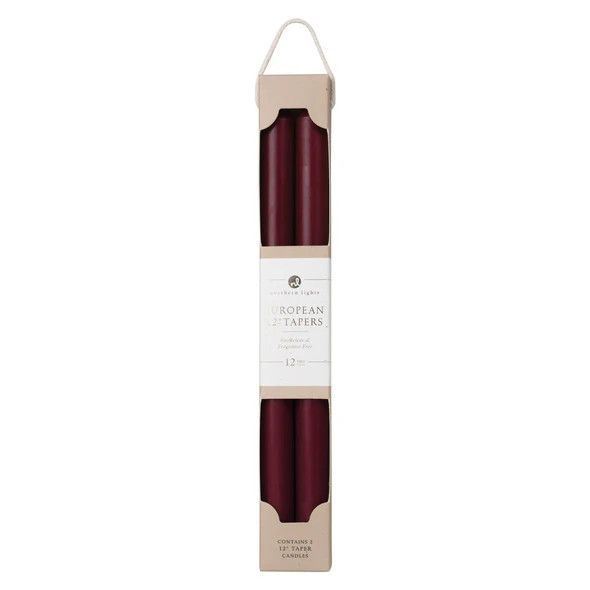 Northern Lights Tapers - 12&quot;, Color: Bordeaux