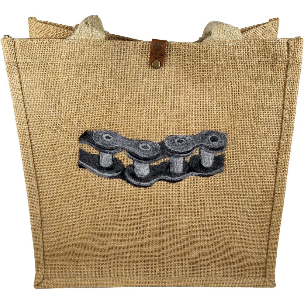 Arcadia Art Jute Tote - Bike Chain