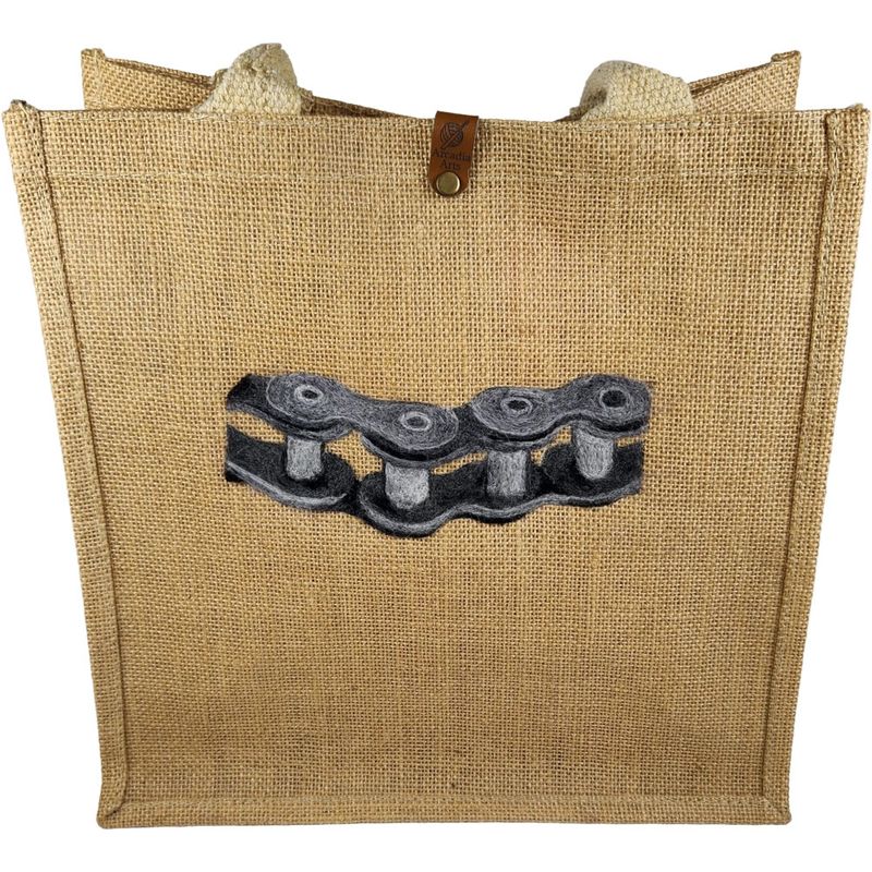 Arcadia Art Jute Tote - Bike Chain